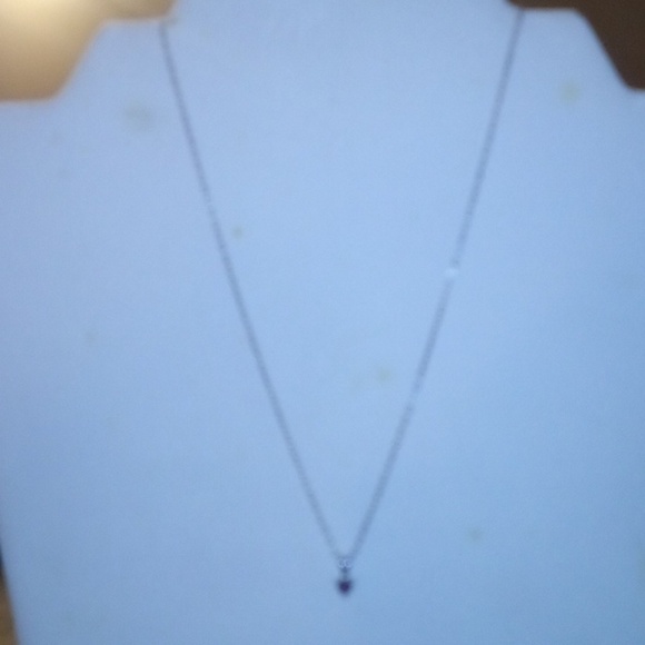 Sterling Silver Link Chain Small Dainty Amethyst Necklace - Size 16" - Picture 5 of 8